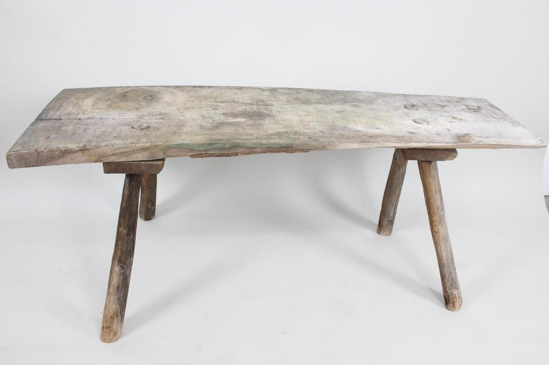 5.5 Ft Long Primitive Peg Leg Butcher Block Low Table (1 of 10)