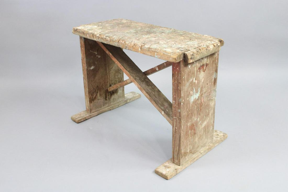 Primitive Industrial Wood Painter's Stool, Paint Splatter (1 of 10)