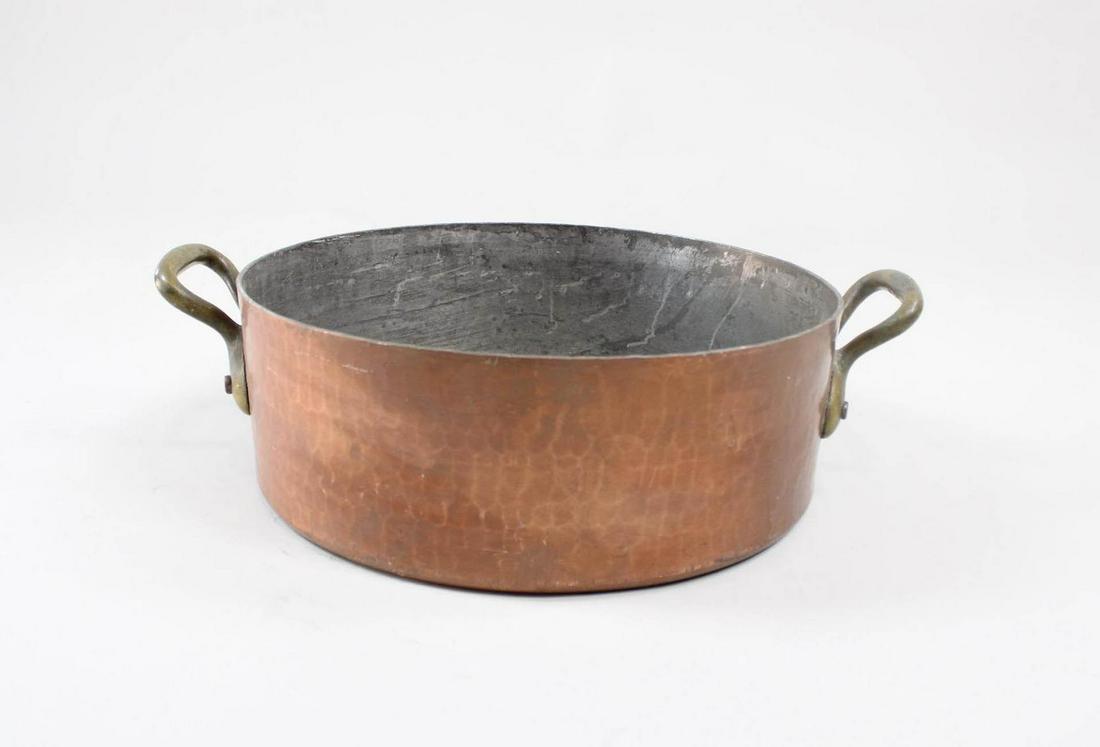 Very Large Double Handled Hammered Copper Coated Sauce Pot Pan, E. Dehillerin France (1 of 5)