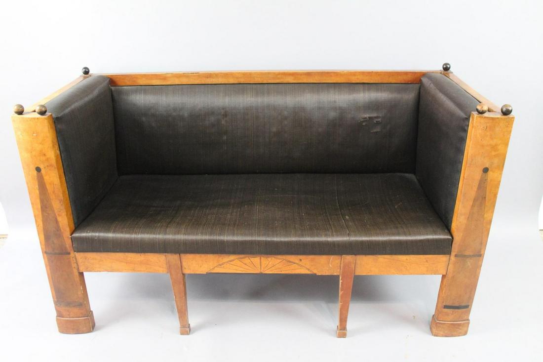 19th C Empire Settee, Original Horsehair & Inlay (1 of 15)