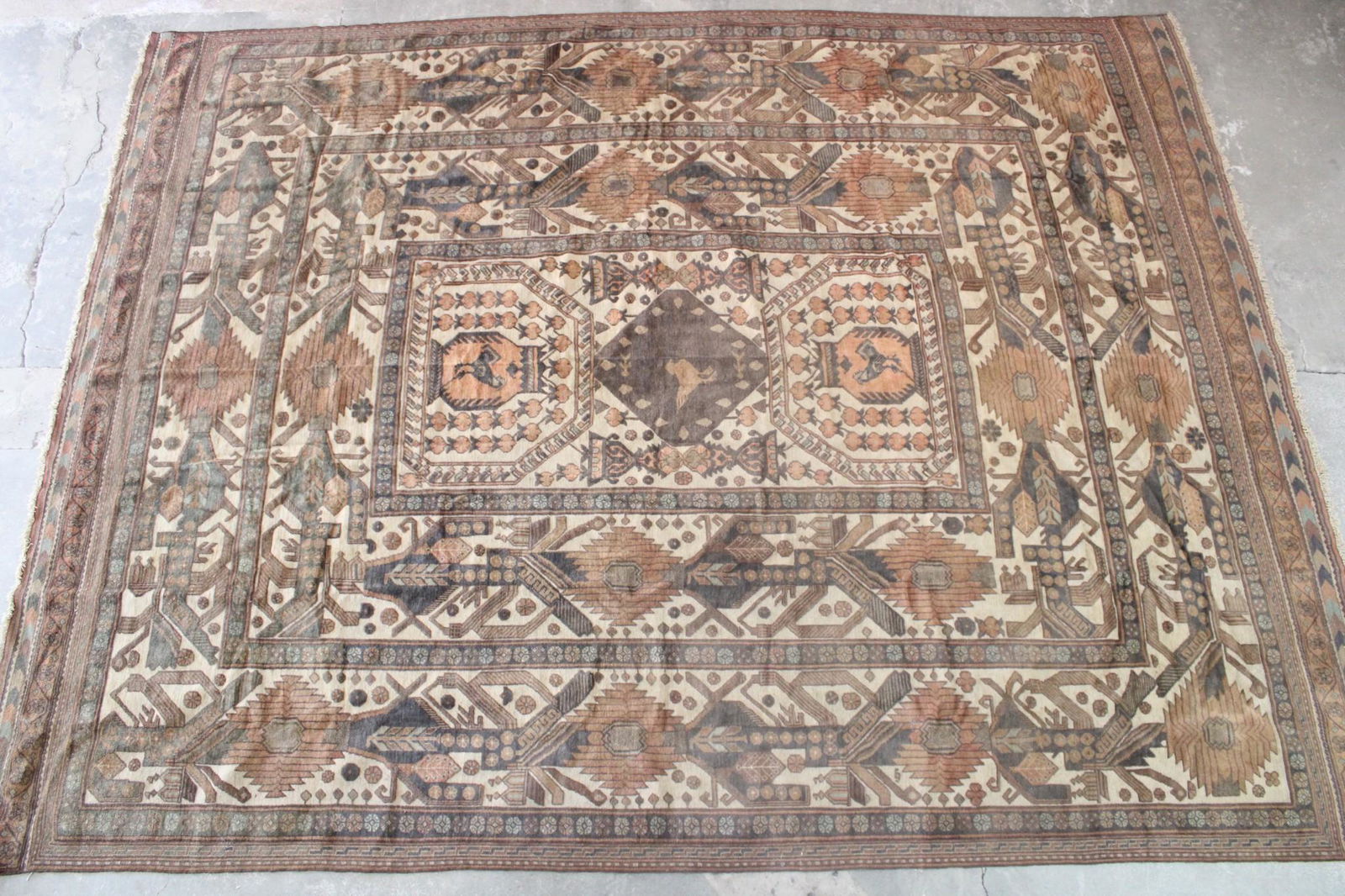 12ft Ornate Kilim Area Oriental Rug Floral w/ Intricate Design Brown & Tan (1 of 9)