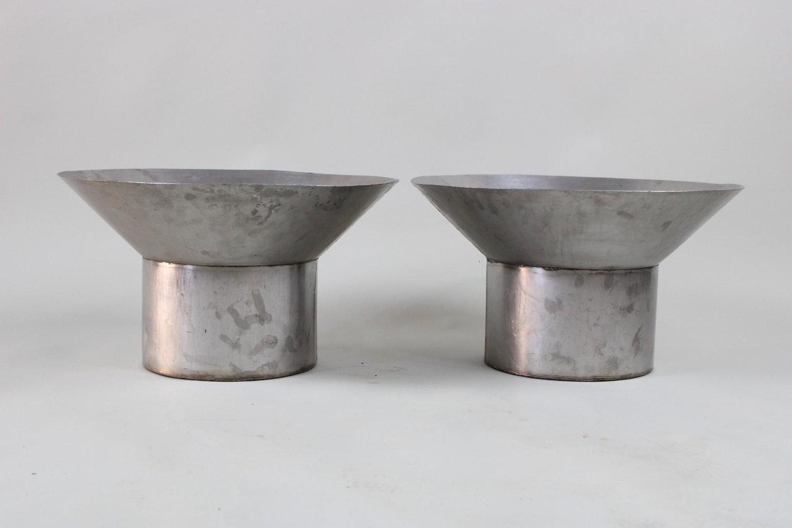 Pair of Funnel Shaped Industrial Metal Planters (1 of 16)