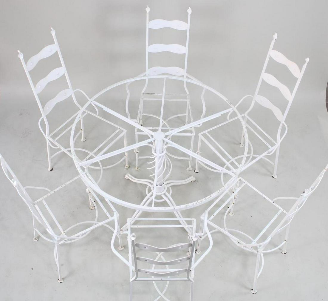 White Wrought Iron Patio Set with Table and 6 Chairs (1 of 20)
