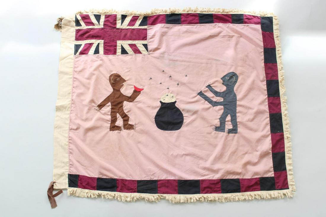 Fante Asafo Flag, Two Figures Near Cooking Vessel, Early-Mid 20th C. Ghana, 10 of 107 (1 of 9)
