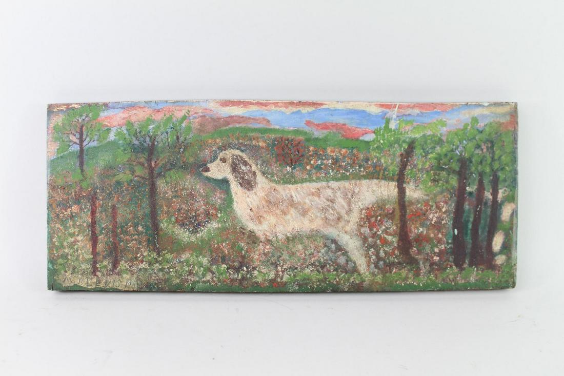 Naive Dog Painting, Signed MB Levis 1904 (1 of 7)