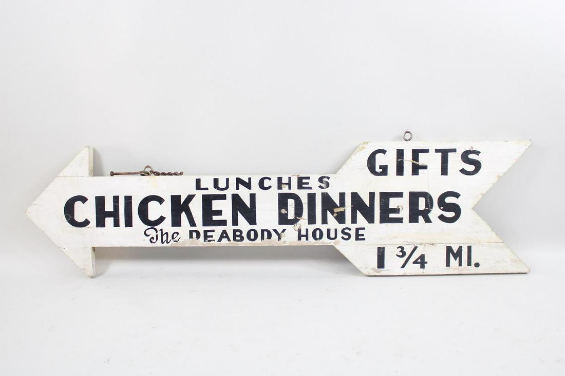 5-ft Painted Wood Chicken Dinners Peabody House Arrow Sign (1 of 10)