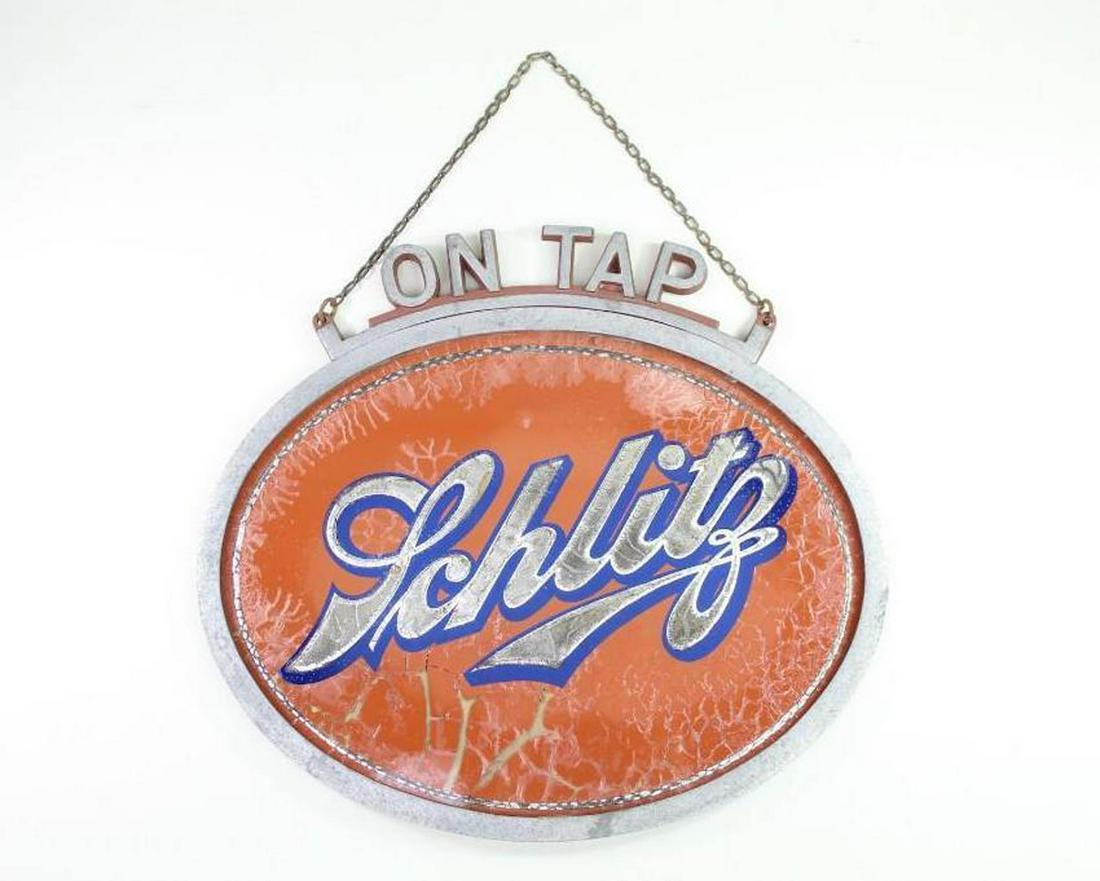 Schlitz On Tap, Reverse Glass Price Bros Beer Sign (1 of 10)