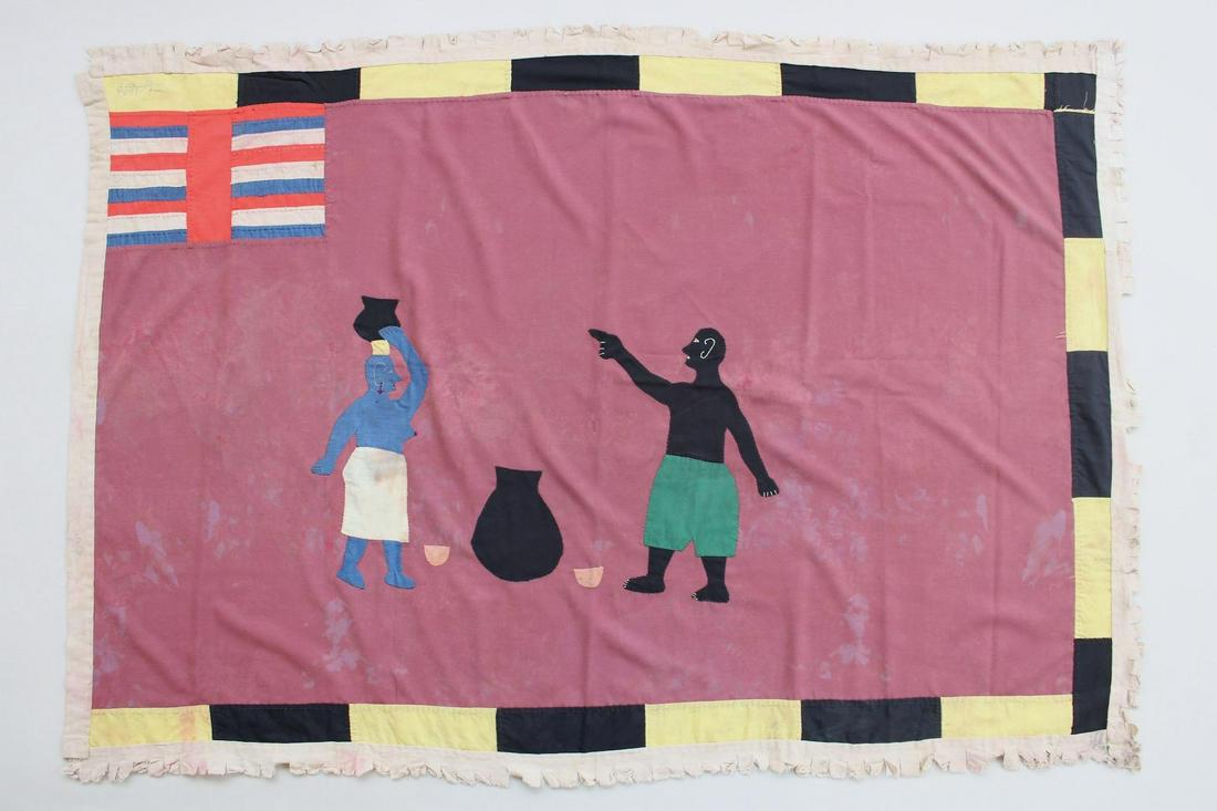 Fante Asafo Flag, Man and Woman with Pot, 20th C. Ghana, 46 of 107 (1 of 10)