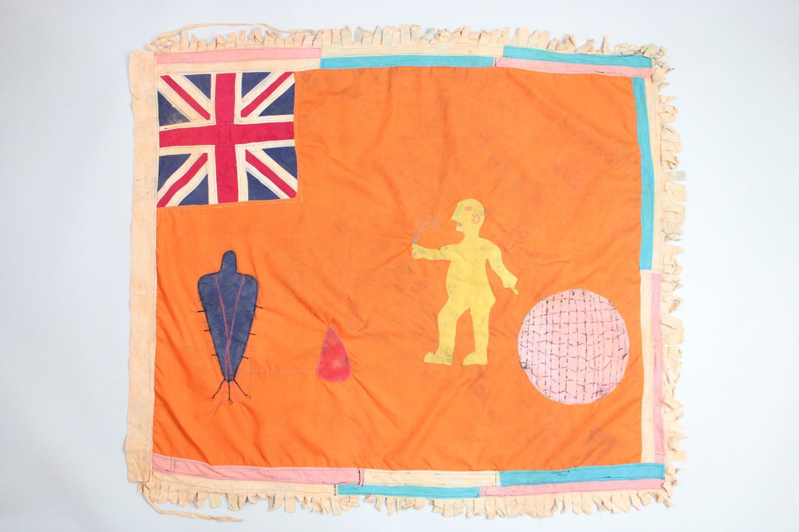 Fante Asafo Flag, Yellow Figure with Ball, Objects, 20th C. Ghana, 82 of 107 (1 of 12)