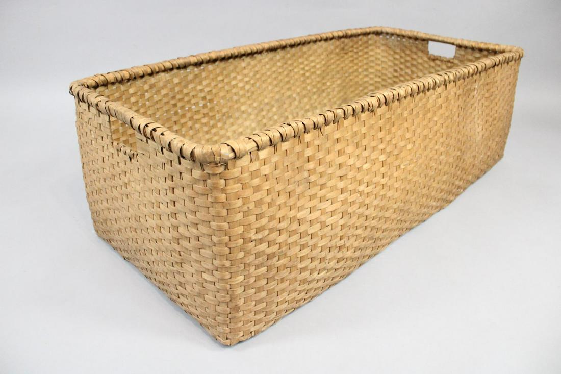 Large Antique Rectangular Woven Gathering Basket (1 of 14)