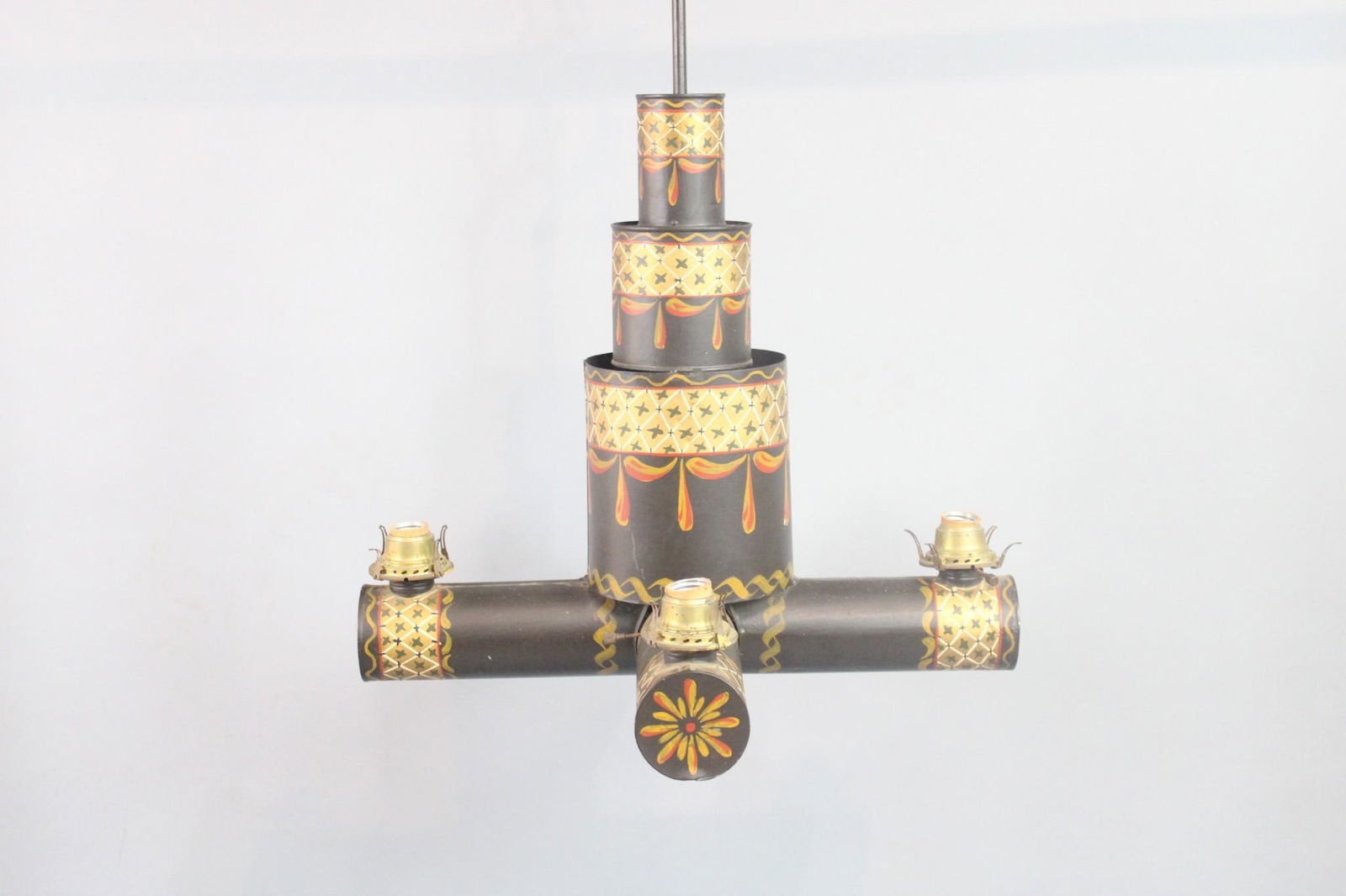 Folk Art Toleware Chandelier, Made of Tin Cans (0227) on Jan 07, 2023