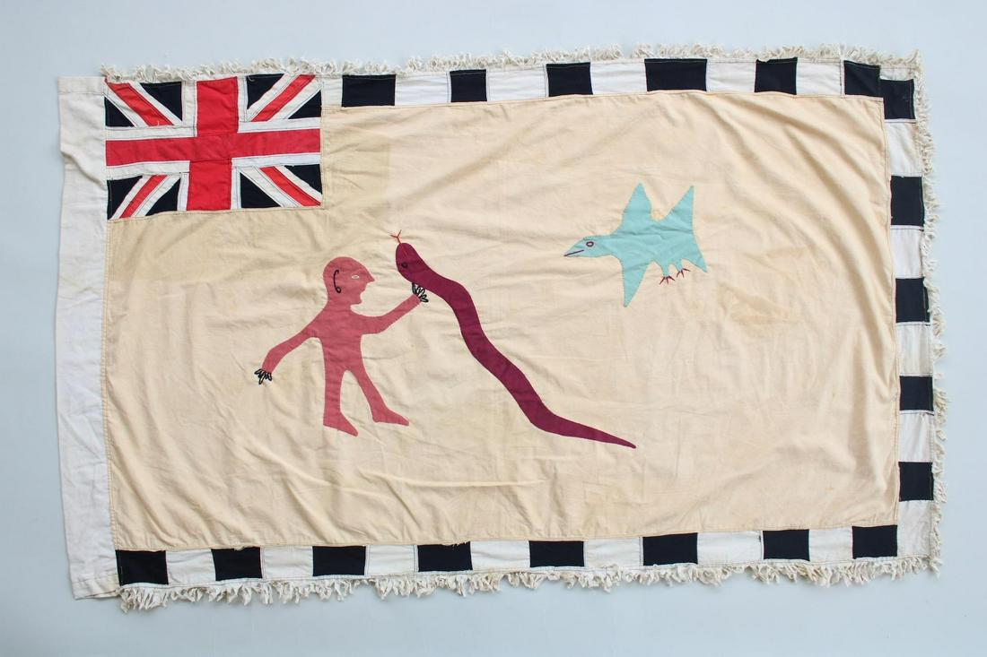Fante Asafo Flag, Figure with Snake and Bird, Mid-20th C. Ghana, 51 of 107 (1 of 9)