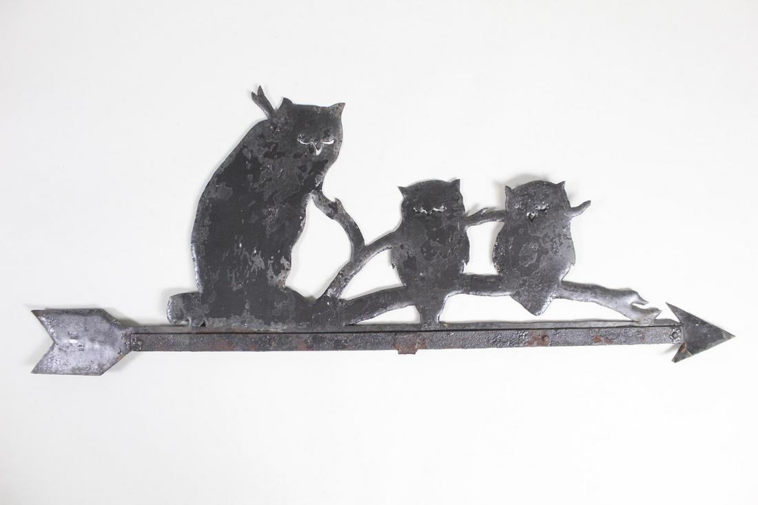 Folk Art Metal Owl Family Weathervane (1 of 6)