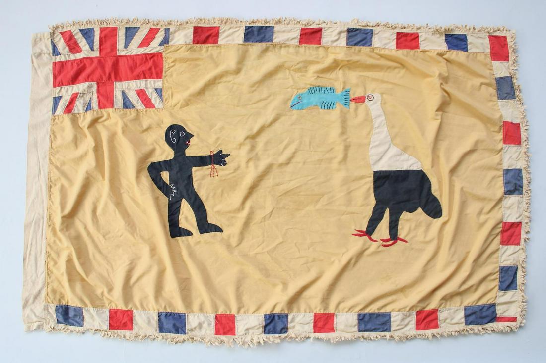 Fante Asafo Flag, Man and Bird with Fish, Mid-20th C. Ghana, 53 of 107 (1 of 9)