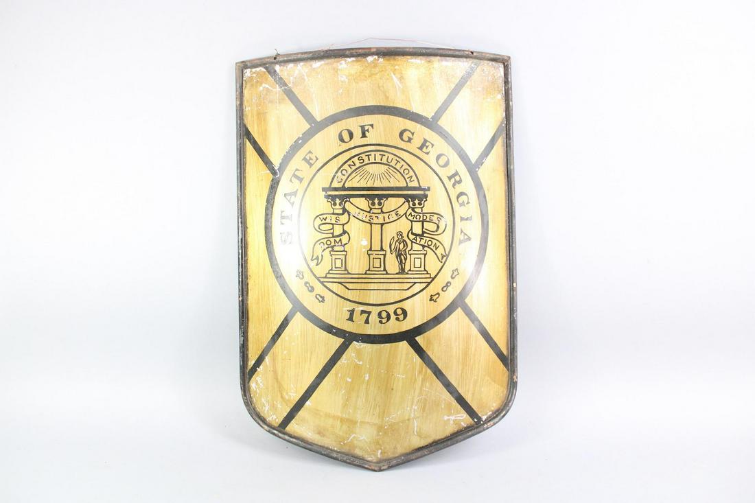 Painted Metal Georgia State Seal Wall Plaque (1 of 8)