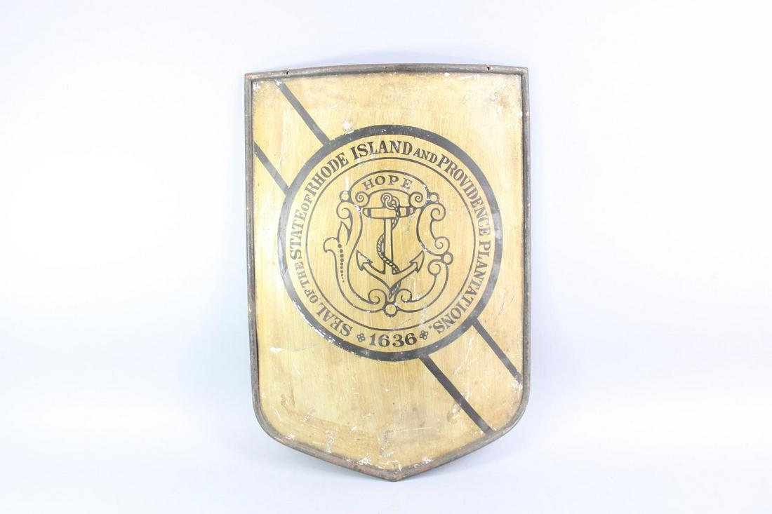 Painted Metal Rhode Island State Seal Wall Plaque (1 of 9)