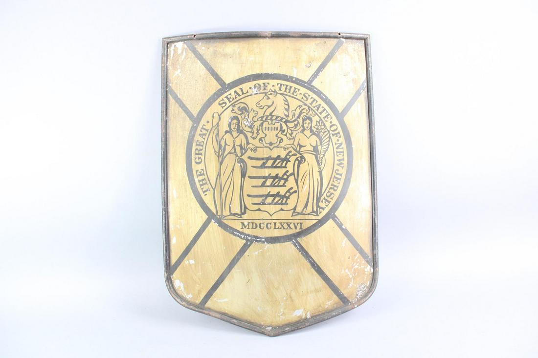 Painted Metal New Jersey State Seal Wall Plaque (1 of 9)
