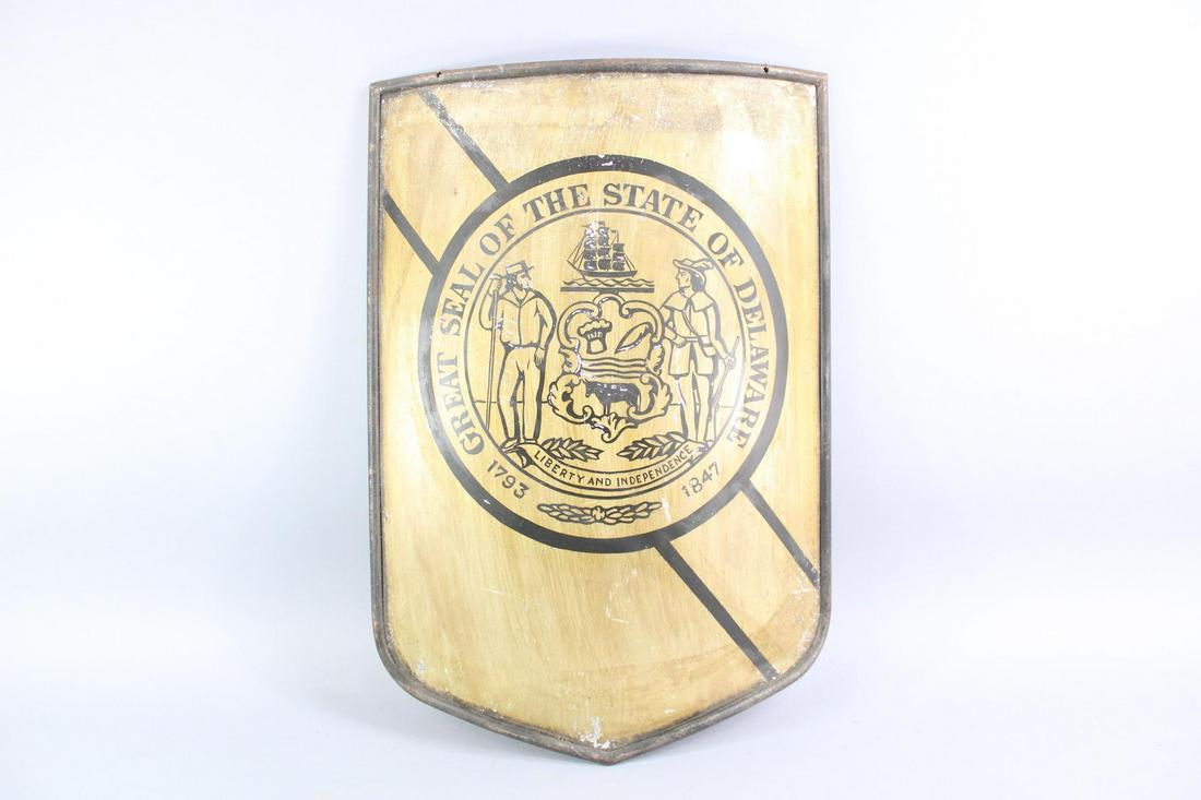 Painted Metal Delaware State Seal Wall Plaque (1 of 8)