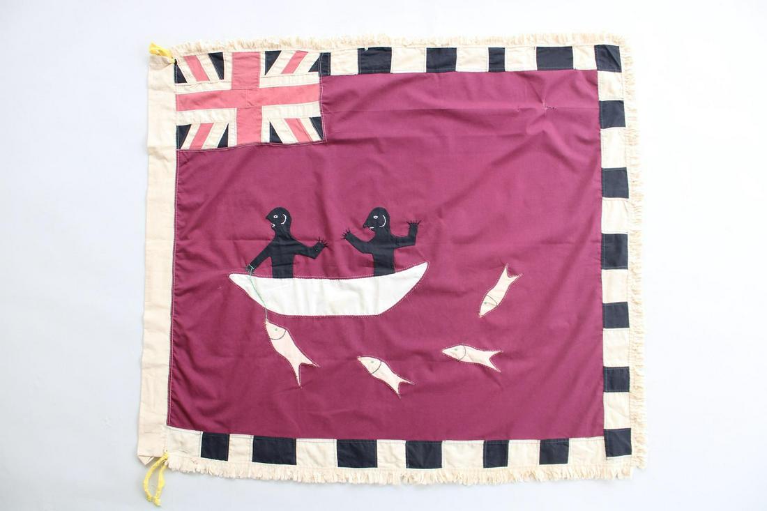 Fante Asafo Flag, Men in Boat Fishing, Mid-20th C. Ghana, 58 of 107 (1 of 8)