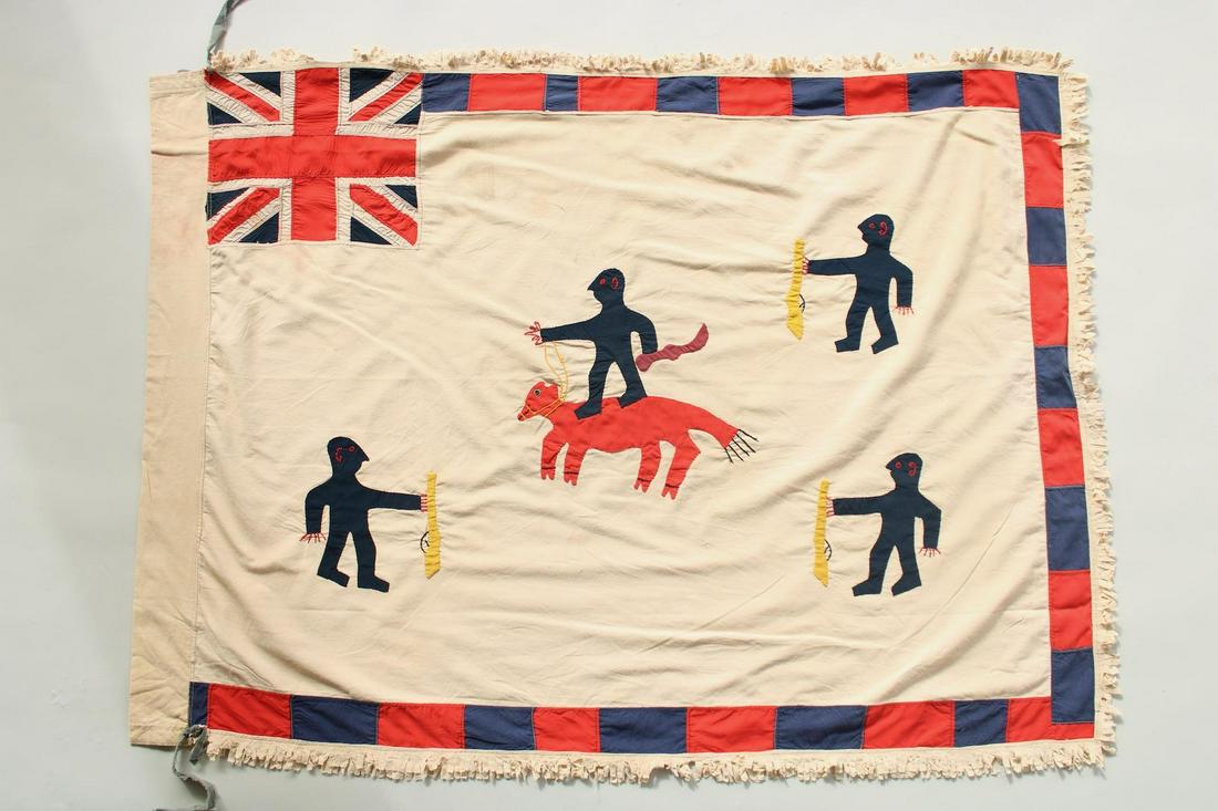 Fante Asafo Flag, Black Figures with Guns, Sword, Horse, Early-Mid-20th C. Ghana, 60 of 107 (1 of 7)
