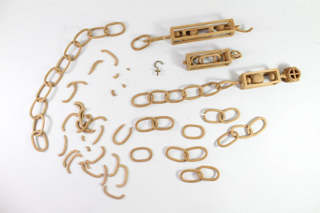 Antique Early 19th C Hand Carved Wooden Chain, Folk Art Whimsey (1 of 15)