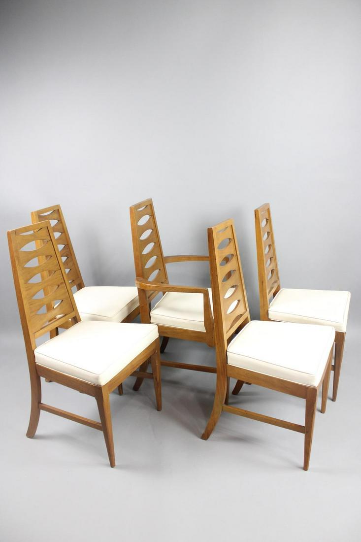 Set of 5 Mid-Century Modern Cat Eye Ladderback Dining Chairs by, Young Manufacturing (1 of 15)