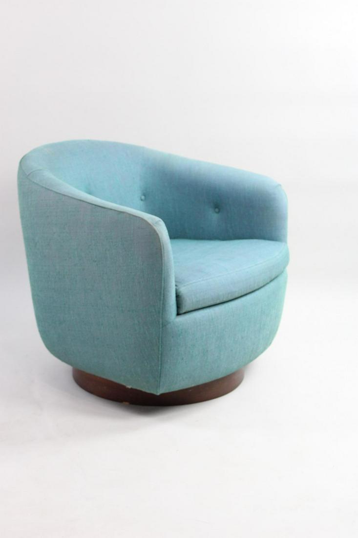 Blue Upholstered Swivel Chair by Milo Baughman for Thayer Coggin (1 of 9)