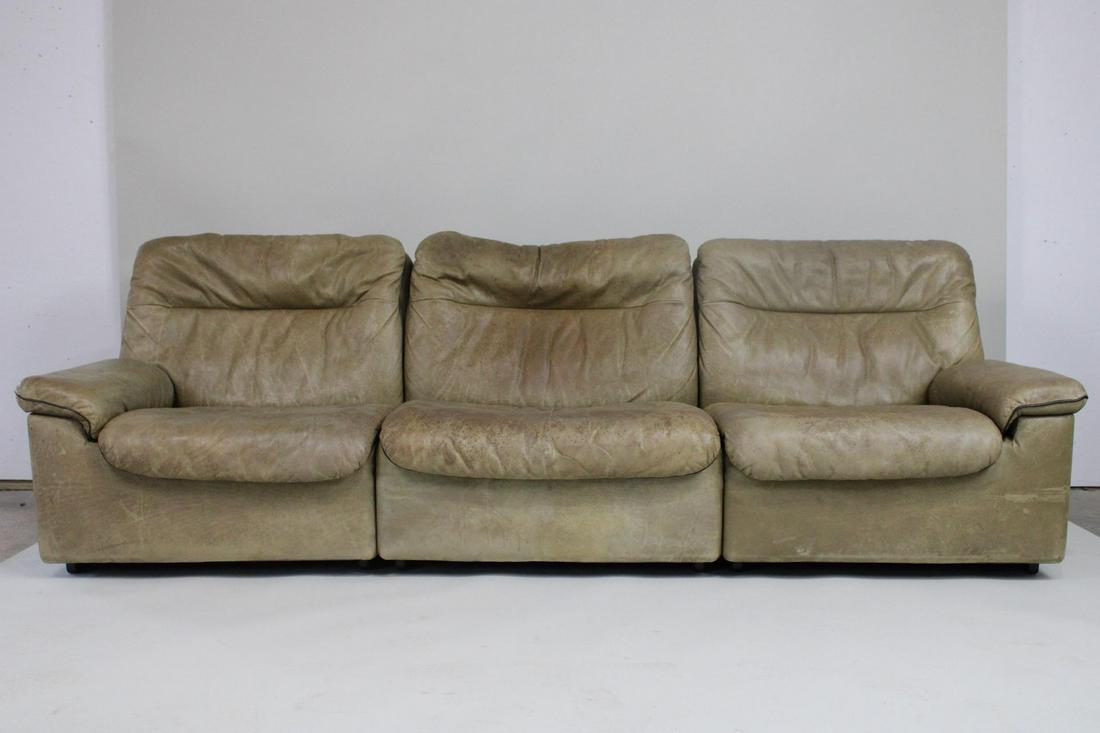 Leather De Sede Model DS 3-Seat Sofa, Mid Century Modern (1 of 17)