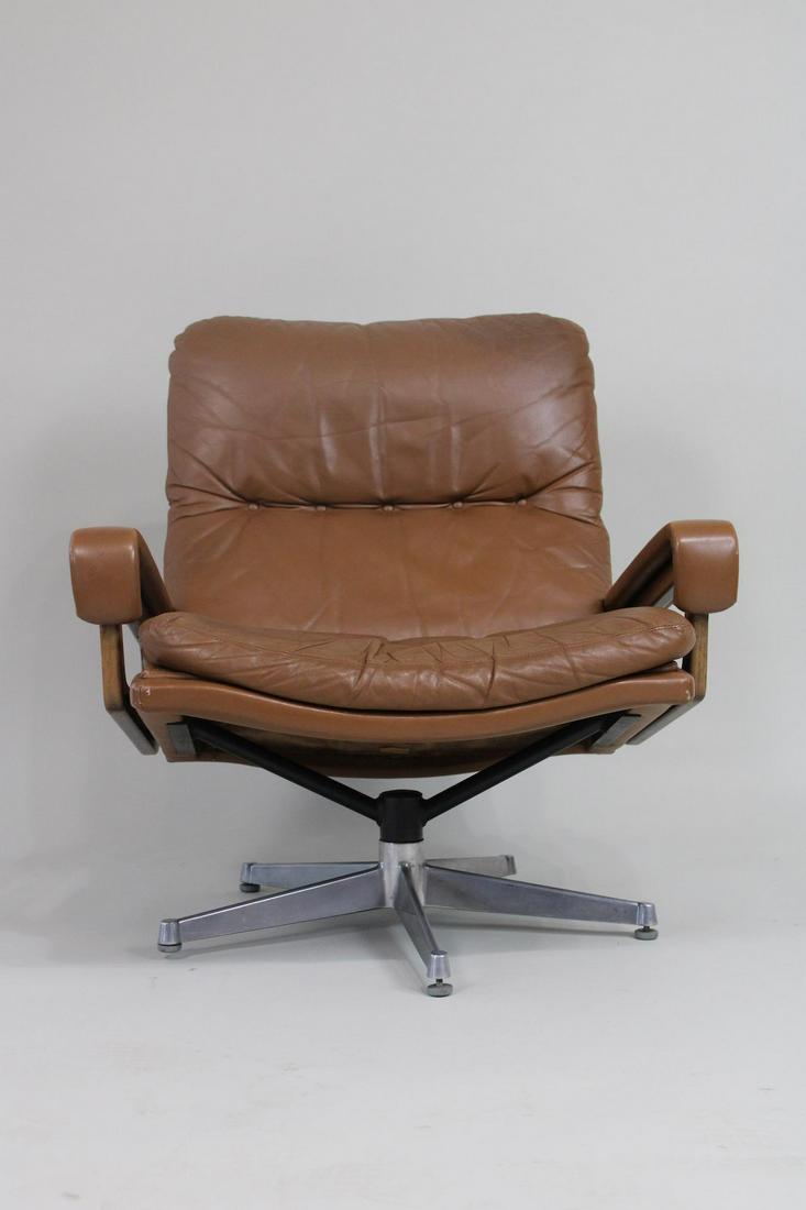 Brown Leather King Lounge Chair, Andre Vandenbroeck for Strassle (1 of 16)