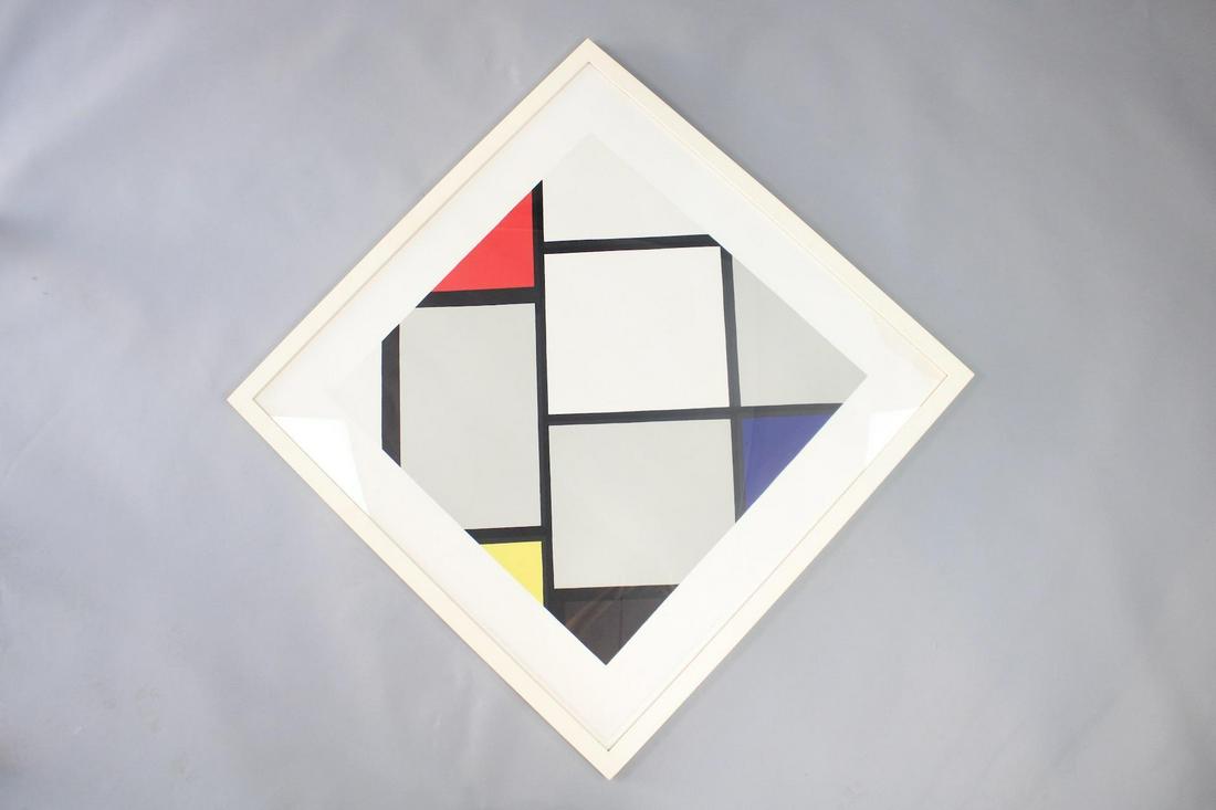 Framed Abstract Art Print, No. 2563 Piet Mondrian Lozenge in Red, Yellow & Blue (1 of 15)