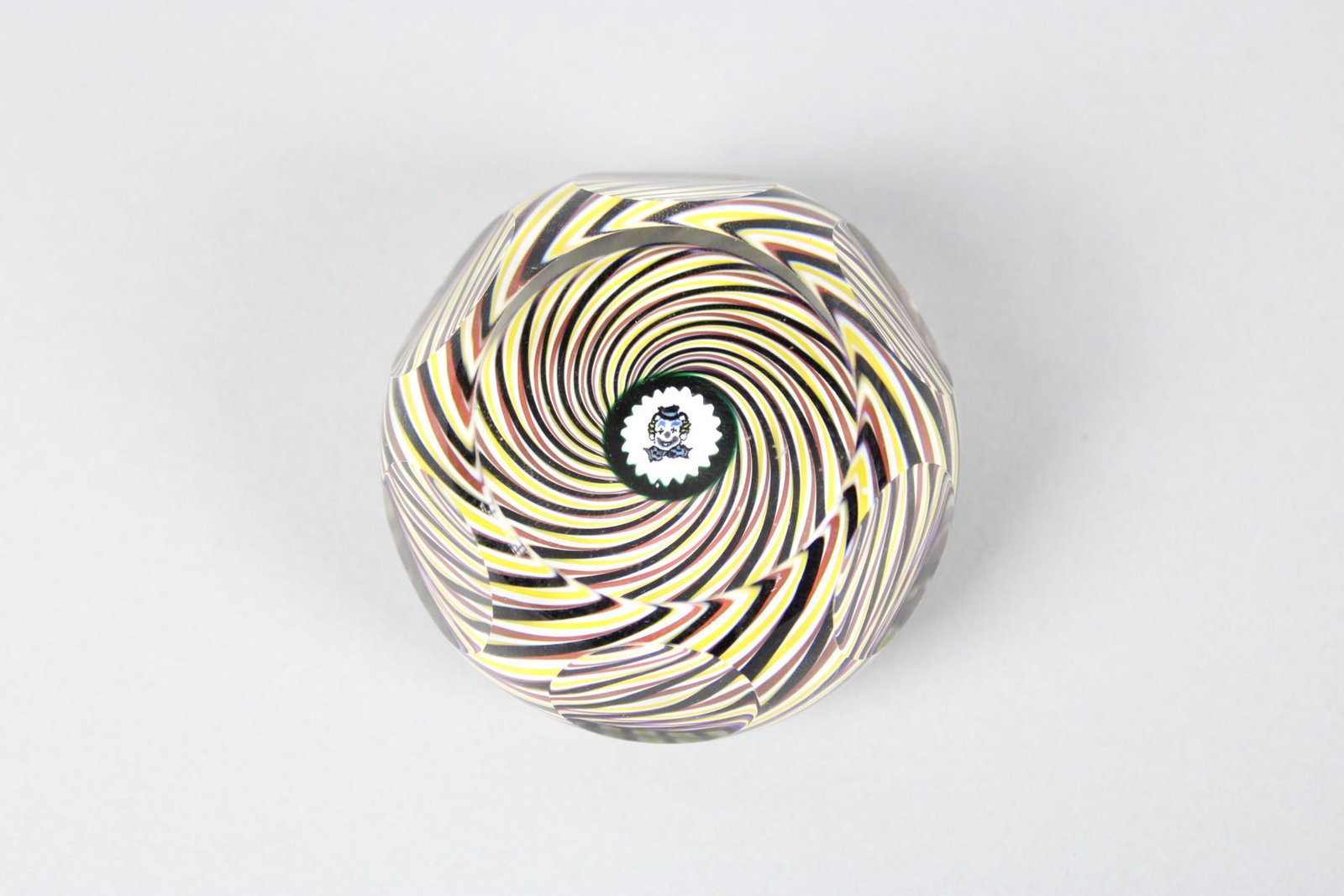 Faceted Italian Clown Face Glass Paperweight (1 of 7)