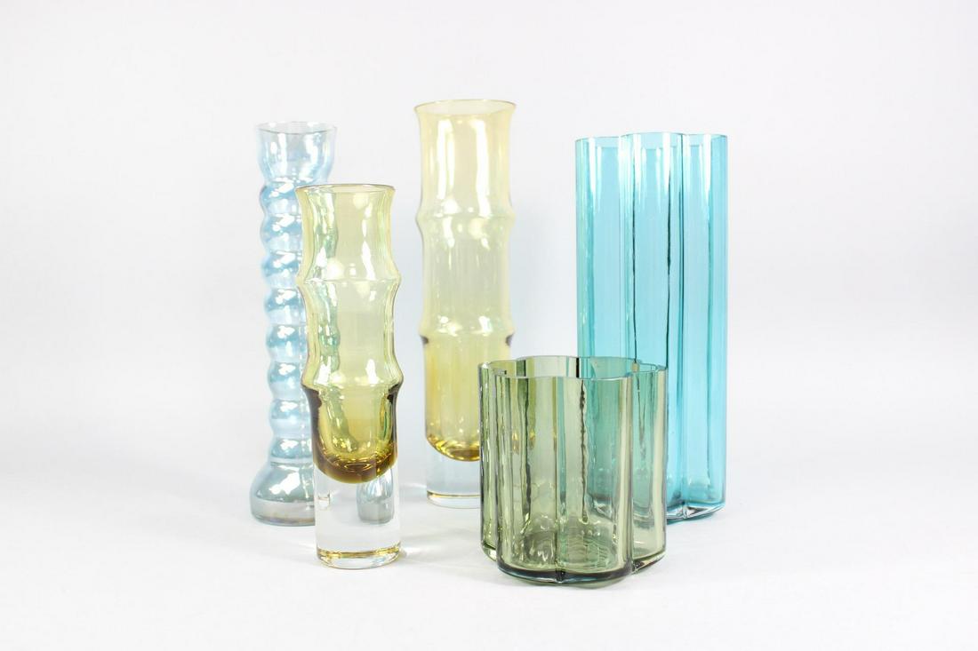 Lot of 5 Scandinavian Modern Art Glass Vases, Quistgaard for Dansk (1 of 12)