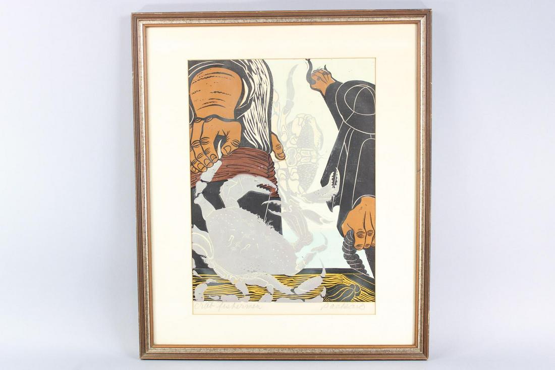 Emmy Lou Packard, Crab Fisherman, Signed Linocut Print (1 of 13)
