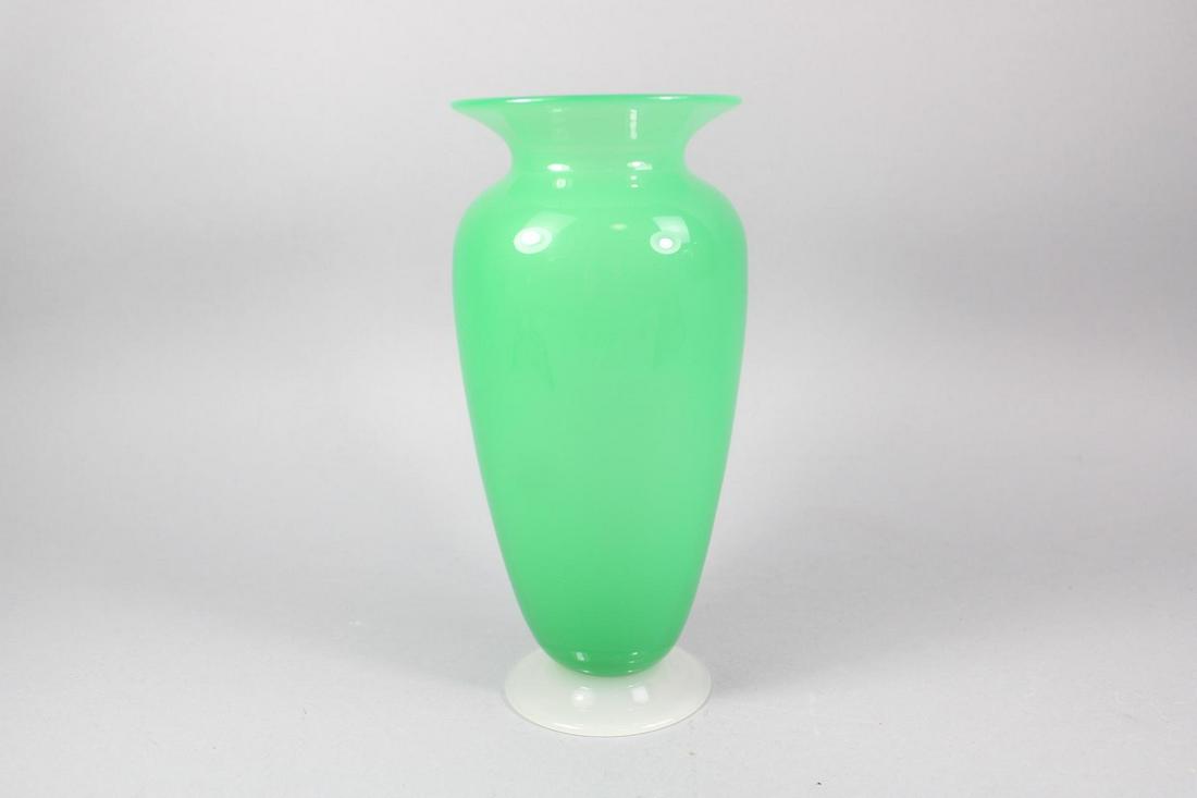 Steuben Green Jade & Alabaster Base Vase, 8" tall (1 of 7)