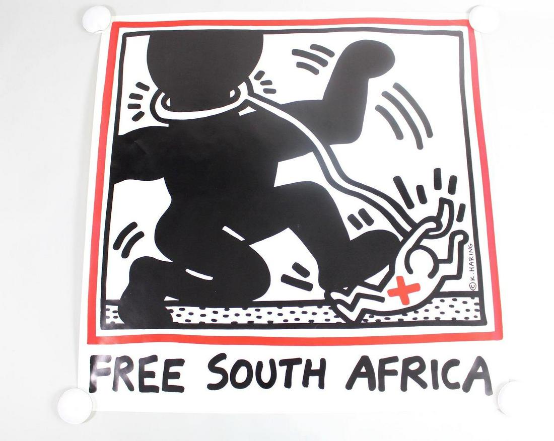 Large 4x4ft Keith Haring Free South Africa Poster, 1985 (1 of 7)