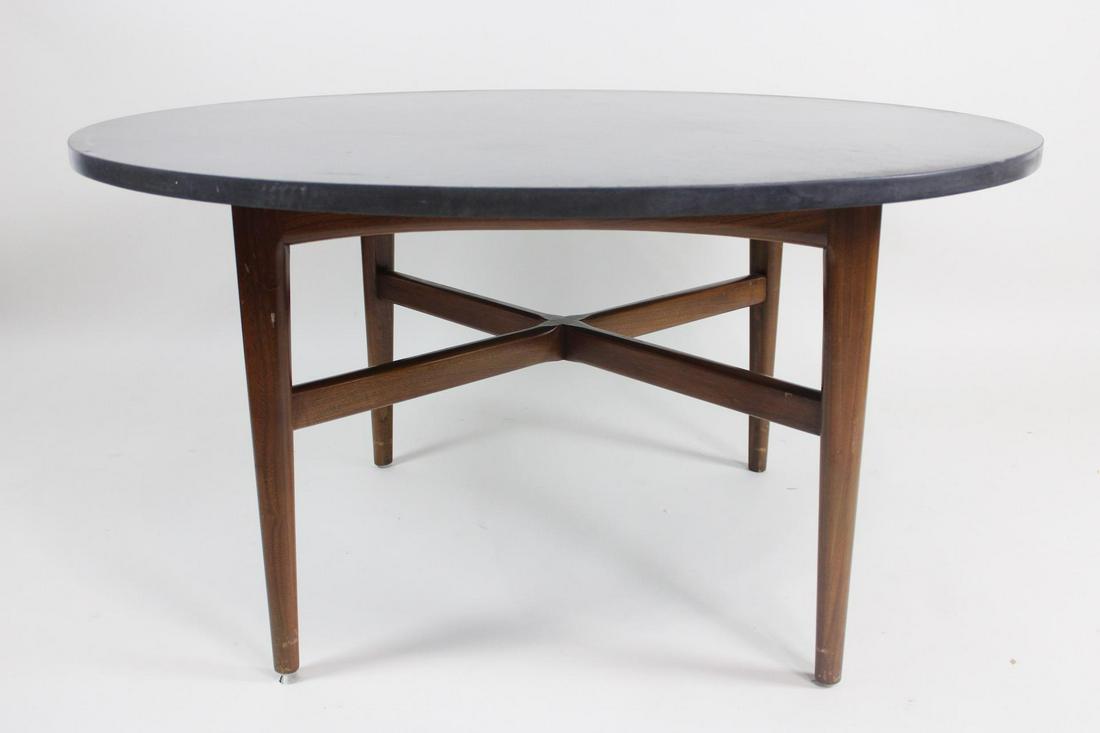 Mid Century Danish Modern X-Base Slate Top Side Table (1 of 8)