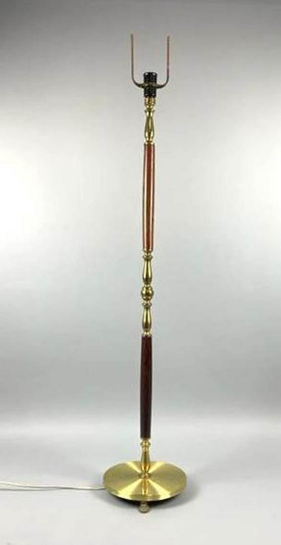 Danish Modern Brass & Wood Floor Lamp with Claw Feet (1 of 9)