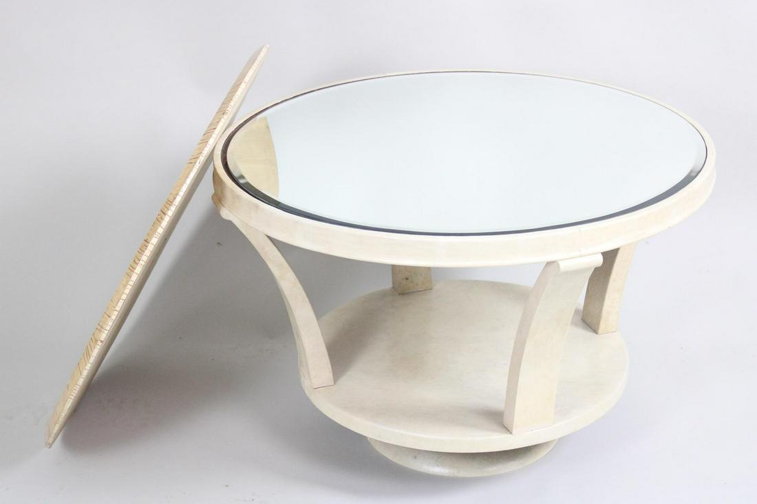 White Modern Mirror Top Side Table w/Curved in Art Deco Style Legs (1 of 8)
