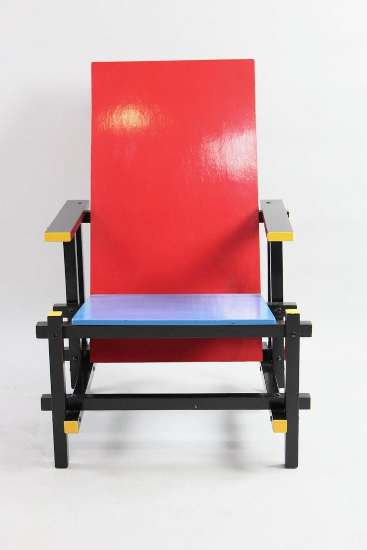 Handmade Folk Art Gerrit Rietveld Chair, Postmodern (1 of 12)