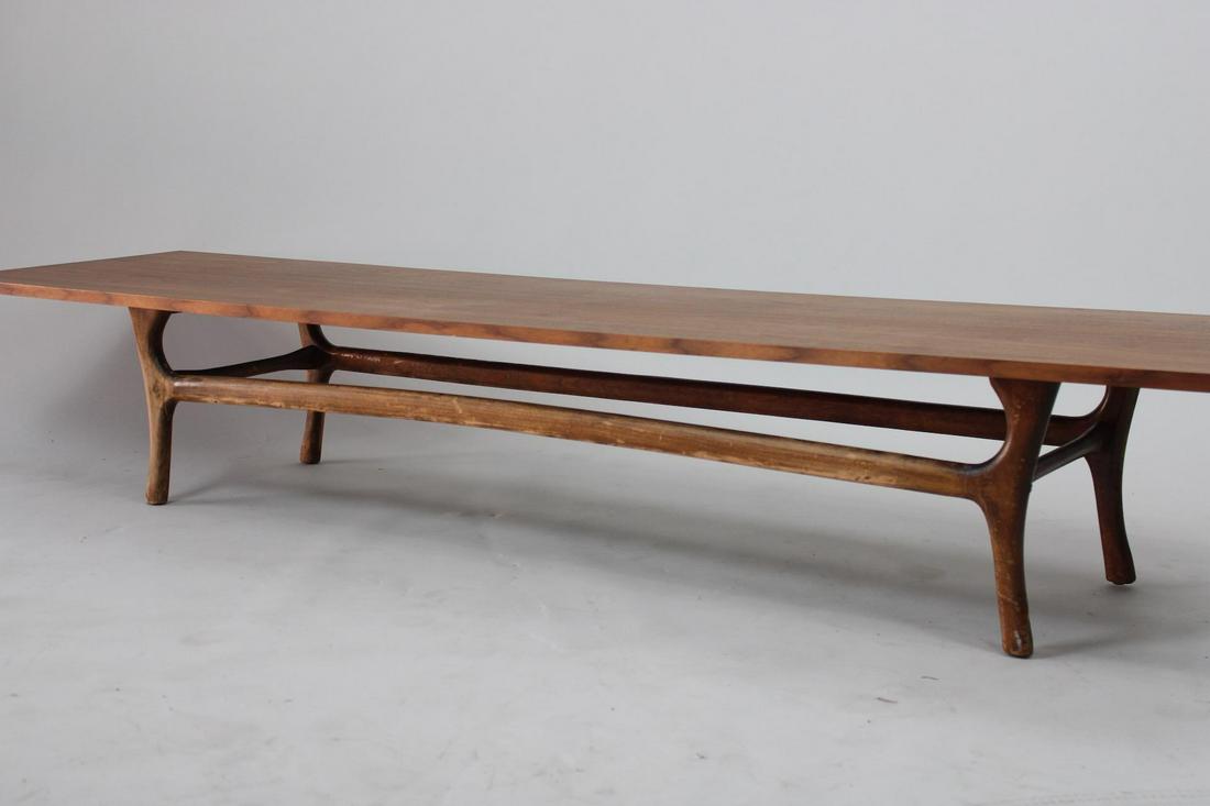 Danish Modern Low & Long Coffee Table, Sculptural Base (1 of 7)