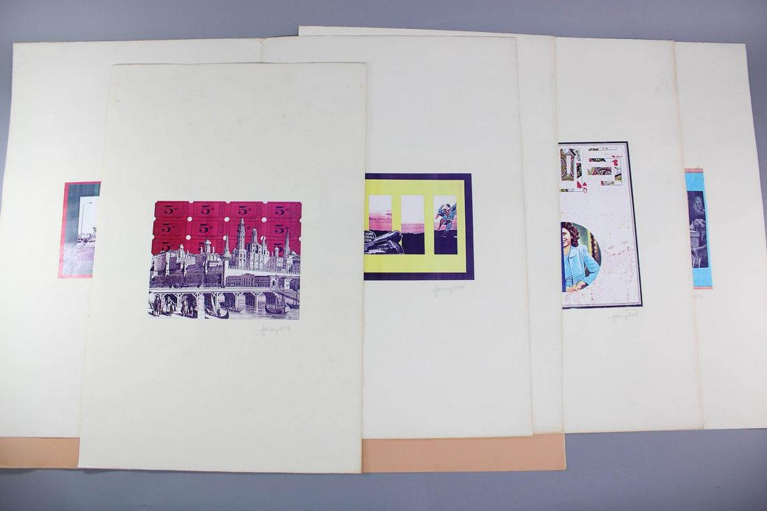 Lot of 6 Modern Collages in Portfolio, Signed William Farang 1978 (1 of 16)