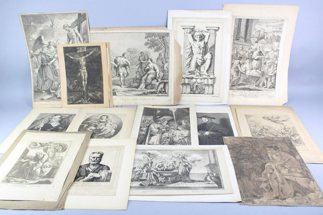 Lot of 14 Antique 18th 19th C Engravings, Book Pate Prints (1 of 19)