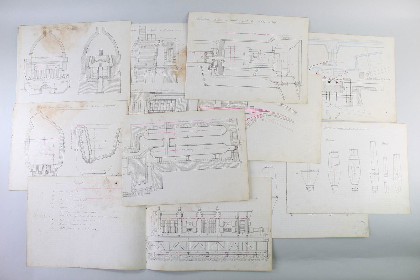 Lot of 19th C French Architectural Engineering Drawings (1 of 16)