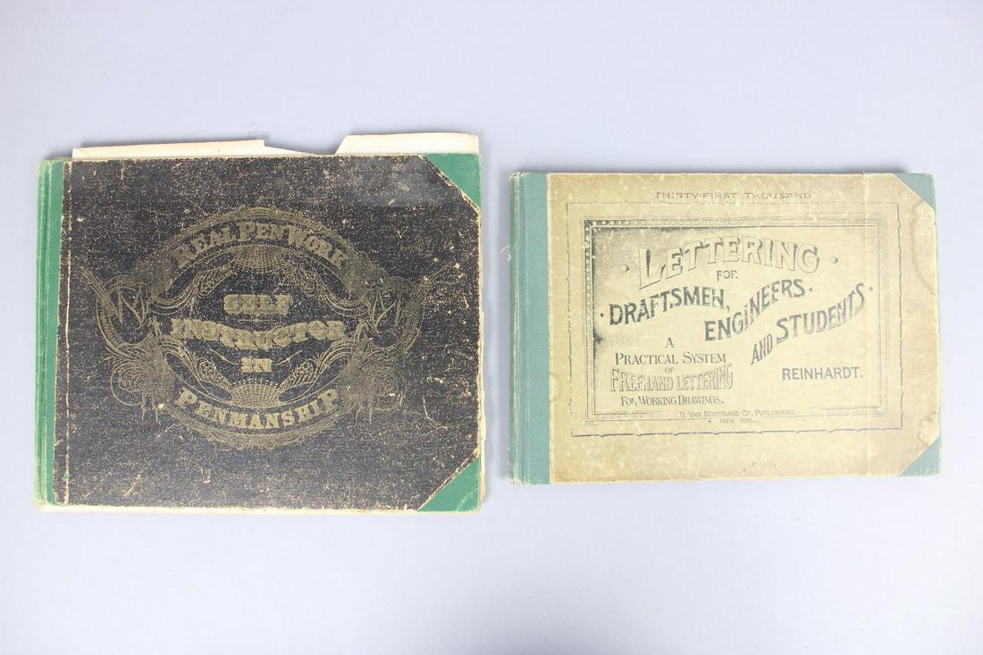 Lot of 2 Antique Penmanship Lettering Books, Calligraphy (1 of 19)