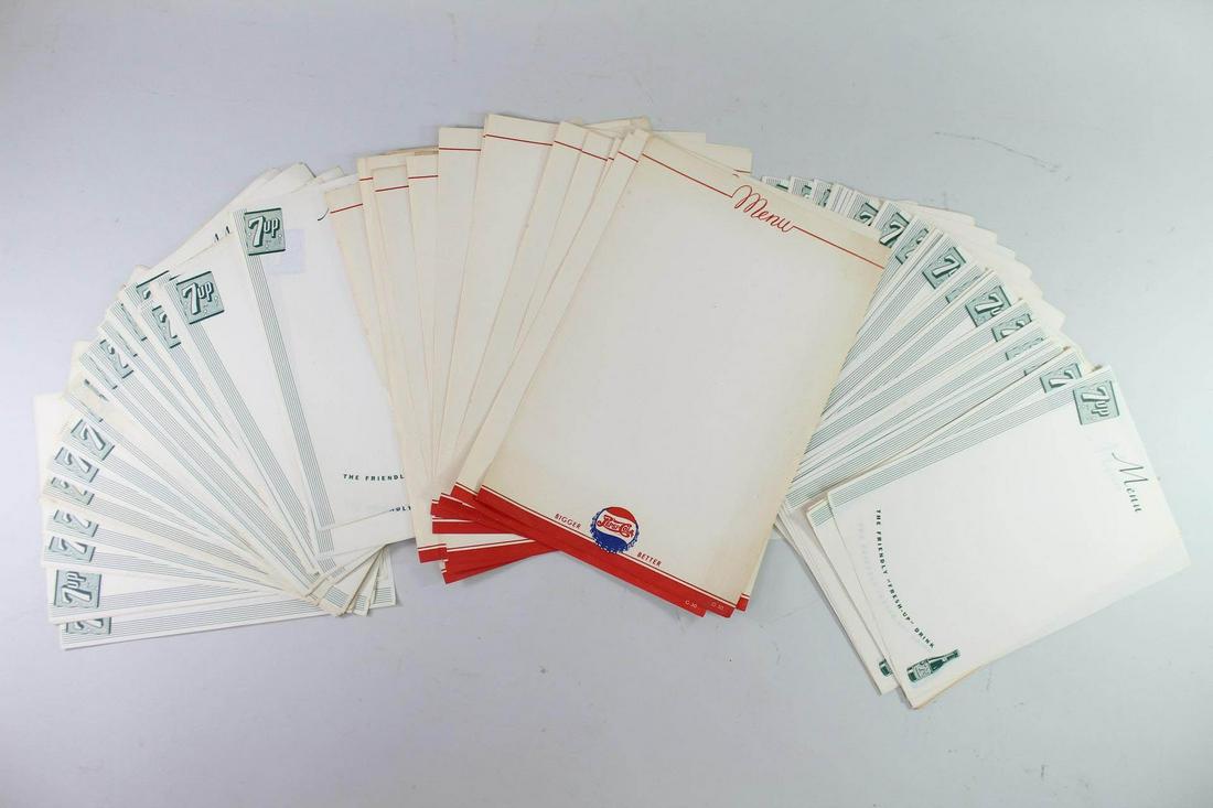 Lot of 150+ Vintage Pepsi & 7up Blank Menu Papers (1 of 13)