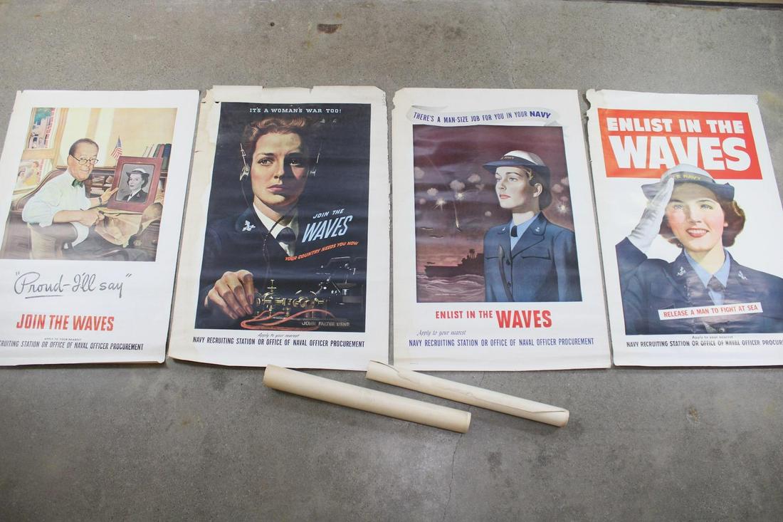 Collection 6 Large WAVES WAAC WWII Women's Auxillary Volunteer Navy Recruitment Posters (1 of 20)