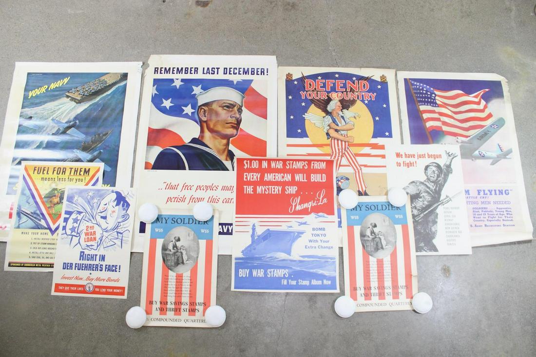 Collection of 10 WWI & WWII Army Navy Stamps Bonds War Posters (1 of 20)