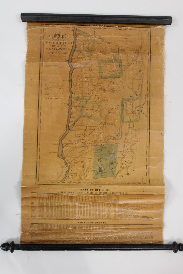 Early Wall Map of Dutchess Putnam New York, David Burr 1839 (1 of 10)