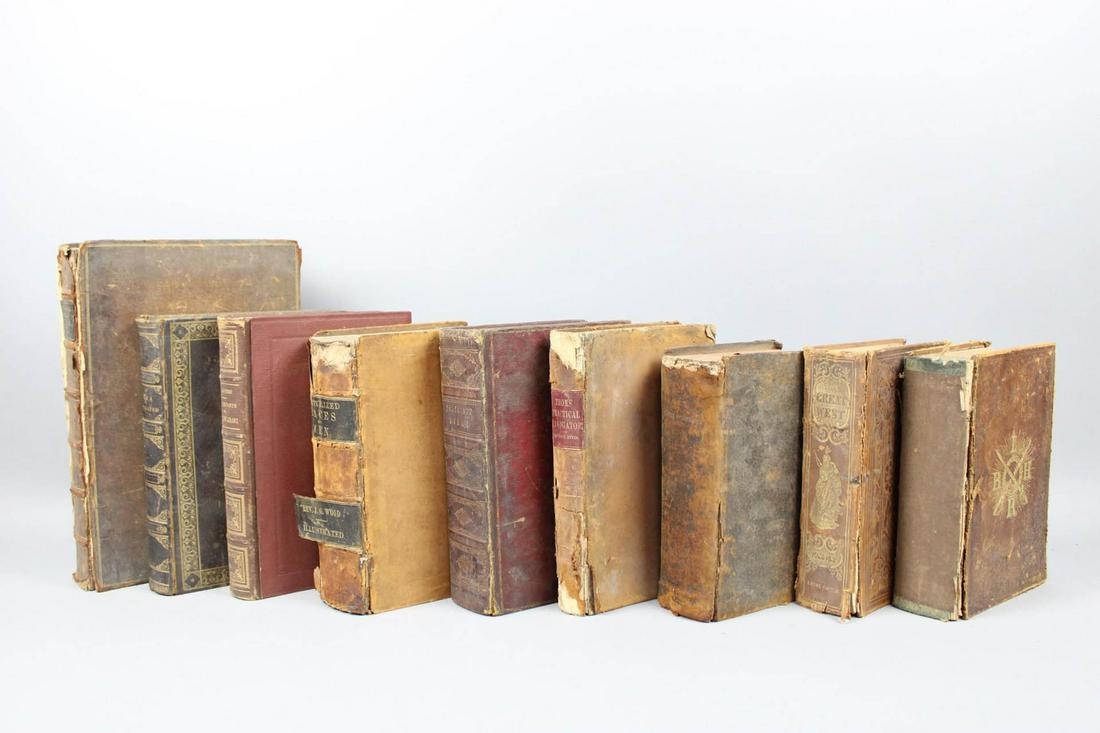 Lot of 9 Antique 19th C. Leather Bound Books (1 of 16)
