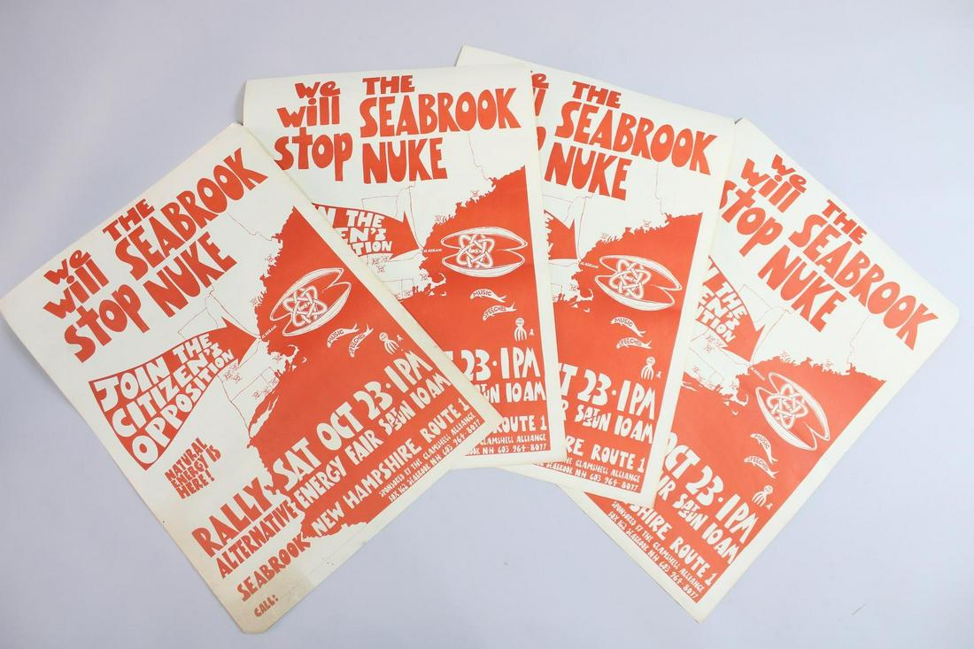 Set of 4 Anti-Nuke Protest Posters Clamshell Alliance New Hampshire (1 of 15)